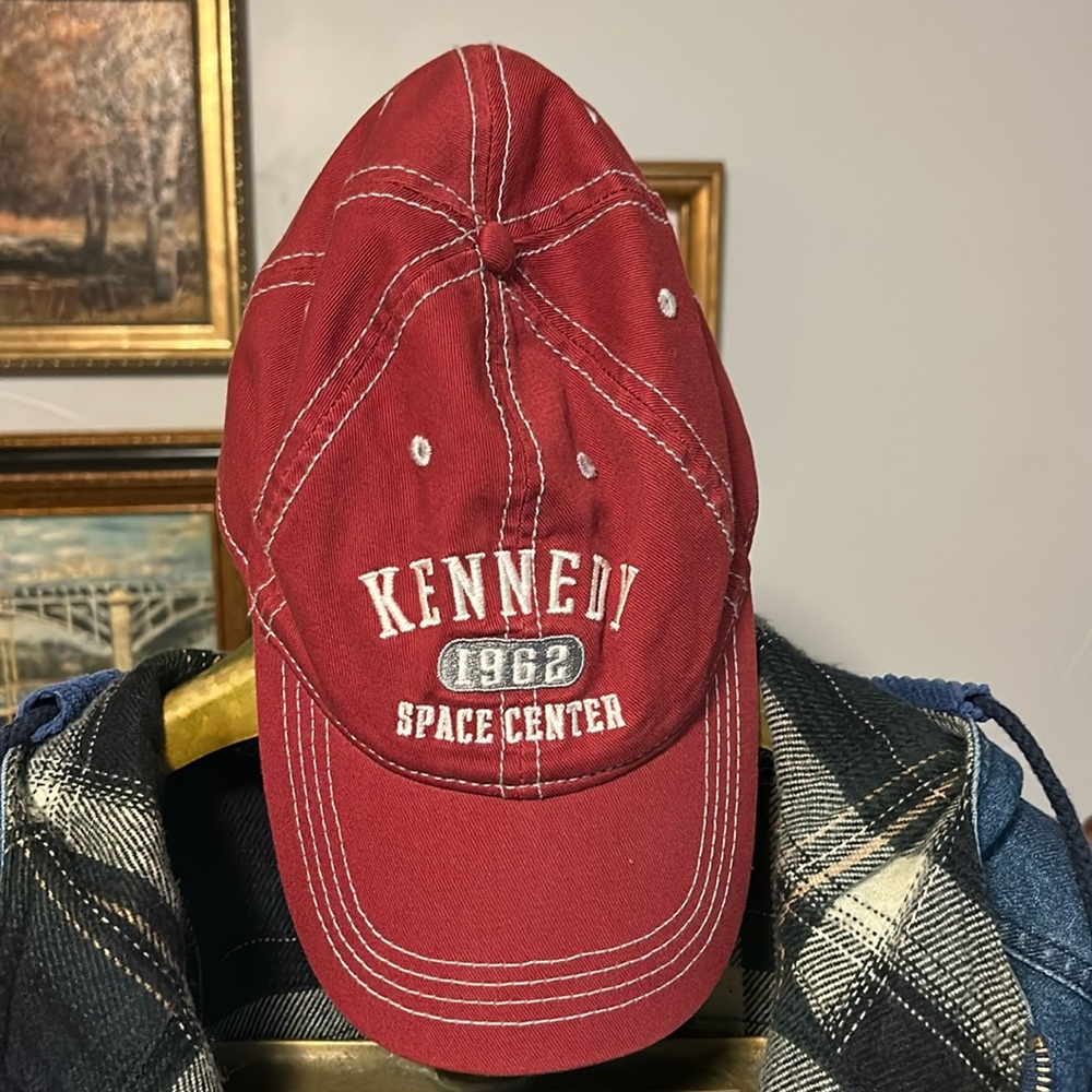 VINTAGE 90s Red Kennedy Space Center Baseball Cap